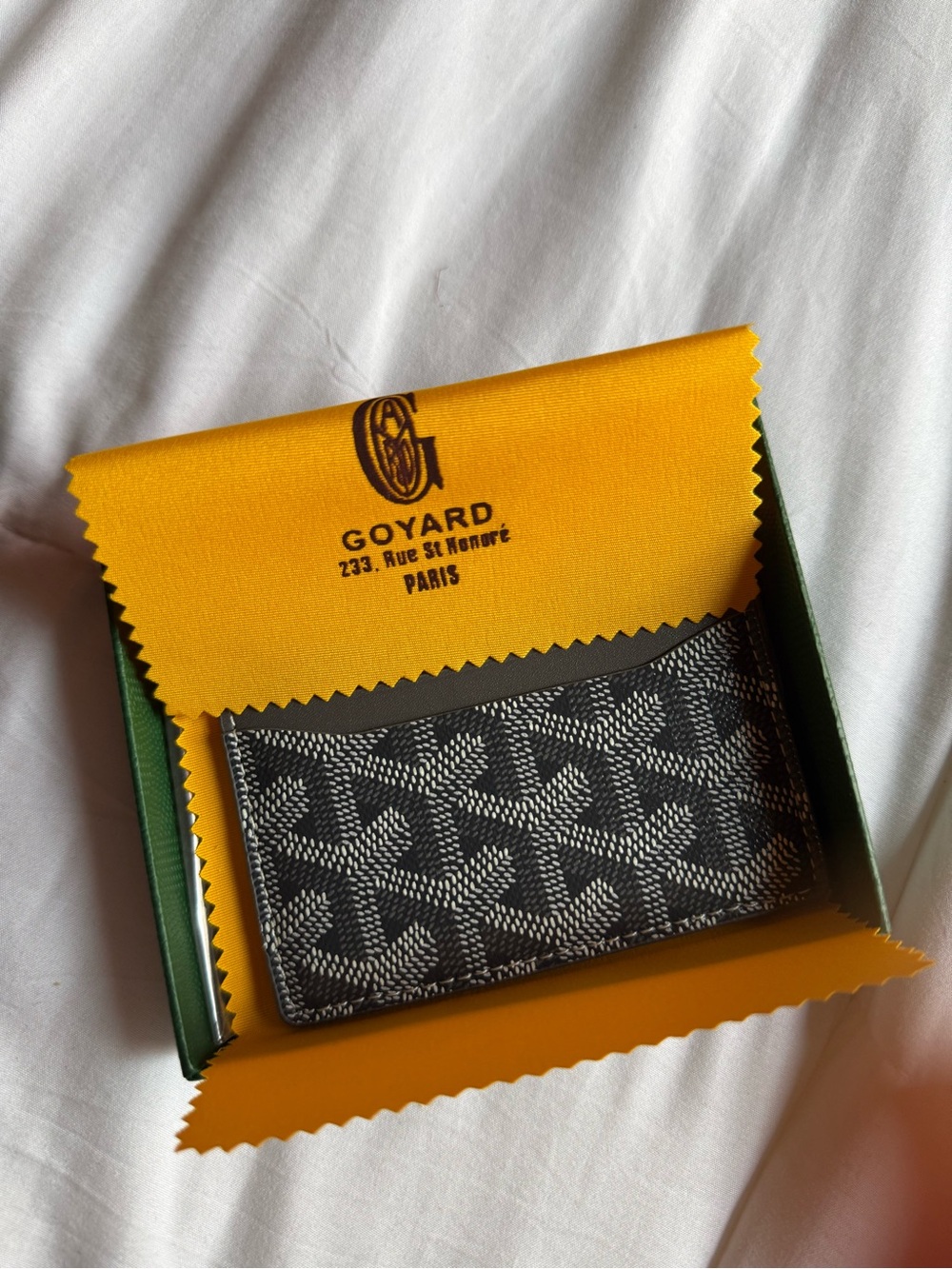 Goyard Dark Green Card & Key Holder with Red Logo Accent